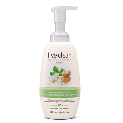 Live Clean Moringa and Matcha Butter Foaming Body Wash