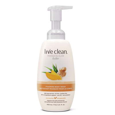 Live Clean Mango And Aloe Butter Sensitive Foaming Body Wash
