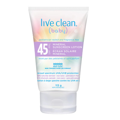 Live Clean Baby Mineral Sunscreen Lotion SPF 45